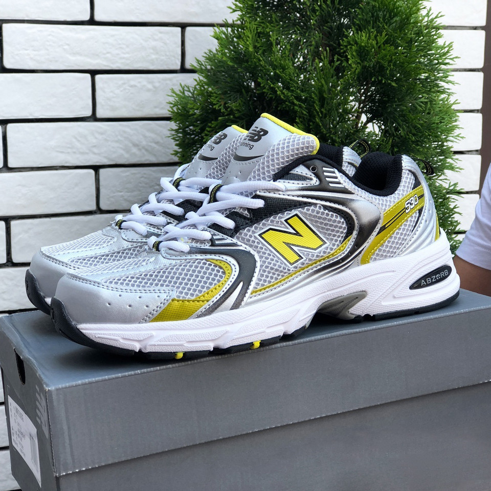 Чоловічі кросівки New Balance Abzorb 530 шкіряні в сіточку сірі жовті