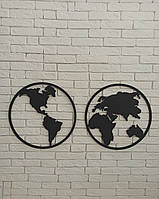 Карта світу на стіну. Два глобуси з фанери як карта світу на стіну. Декор в офіс. від 30 см