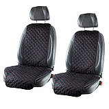 Накидки на сидіння з Алькантари PREMIUM Чорні - червона нитка - повний комплект ОРИГІНАЛ ПОЛЬЩА, фото 2