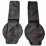 Накидки на сидіння з Алькантари PREMIUM Чорні - червона нитка - повний комплект ОРИГІНАЛ ПОЛЬЩА, фото 6