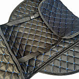 Накидки на сидіння з Алькантари Чорні — синя нитка — на передні сидіння, фото 5