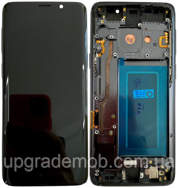Дисплей модуль тачскрин Samsung G960 Galaxy S9 чорний Amoled оригінал переклеєне скло з рамкою сірого кольору