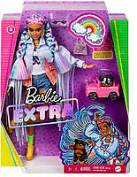 Лялька Барбі Екстра модниця в джинсовій куртці з бахромою Barbie Extra Doll #5 Long-Fringe Denim Jacket GRN29