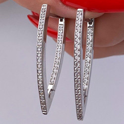 Срібні сережки-стріли родовані з фіанітами (3,5 см) РН-324, фото 1