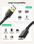 Кабель Micro USB 3.0 0.5м UGREEN type A до Micro B для Samsung Galaxy, жорстких дисків, камер і тд, фото 8