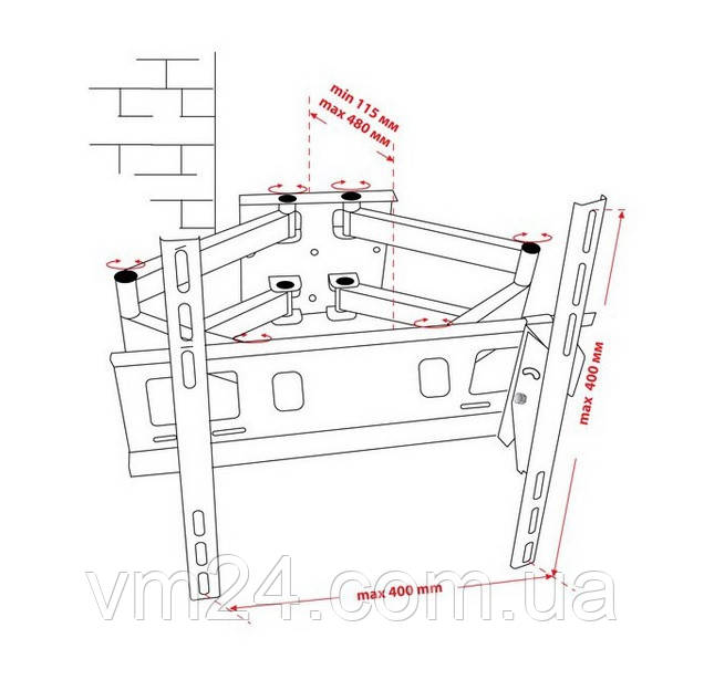 Крепление КВАДО К-53 для телевизоров от 32" до 85" - фото 10 - id-p1446602161