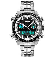Спортивные тактические мужские наручные часы Skmei Silver с подсветкой