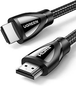 Відеокабель Ugreen HDMI 2.1 48 Гбіт/с 4K 120 Гц 8K 60 Гц в нейлоновому обплетенні HDR eARC 1 м Чорний 80401