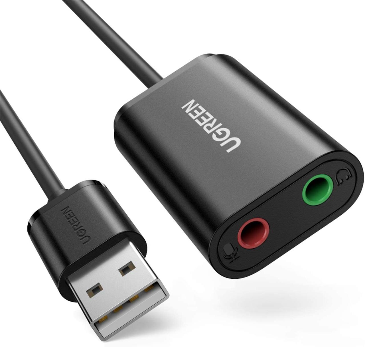 Звукова карта Ugreen USB з роз'ємом для навушників та мікрофона міцний корпус 30724