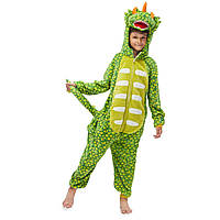 Детский кигуруми трицератопс зеленый пижама (р. 130-140 см) ktv0154