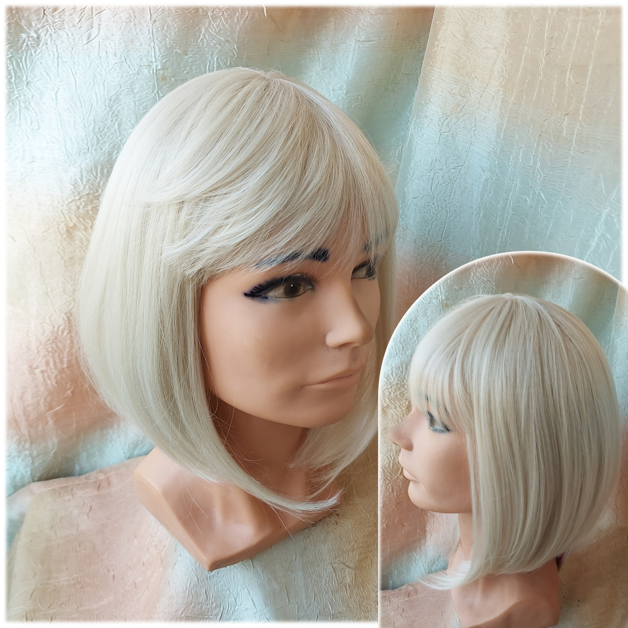 Перука подовжене каре термоволосся перлинний блонд 2140t-122, фото 1