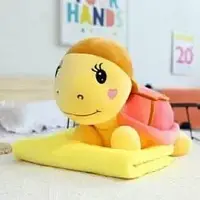 Плюшевая игрушка подушка черепаха в кепке с пледом внутри 3 в 1 tai0183