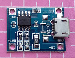 Плата заряду на TP4056 для літій-іонних акумуляторів Li-Ion 4,2 В модуль заряджання струм 1 А роз'єм micro USB
