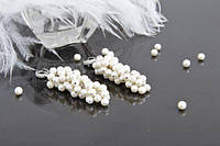 Серьги свадебные серебро с натуральным белым жемчугом "Гроздь Жемчуга" Длинные серьги для невесты