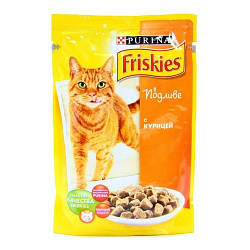 Вологий корм Friskies (для котів шматочки в підливі з куркою) 85г.