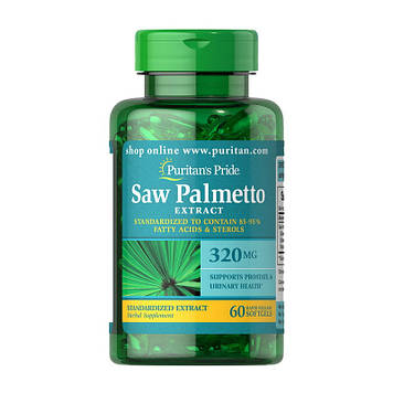 Со Пальметто для чоловіків Пуританс Прайд / Puritan's Pride Saw Palmetto Екстракт 320 mg (60 softgels)