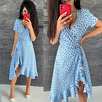 Дуже красиве літнє плаття нижче коліна з розрізом у горох, фото 2