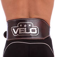 Кожаный пояс атлетический VELO с подкладкой для спины (длина 100-125 см) VL-6627 коричневый