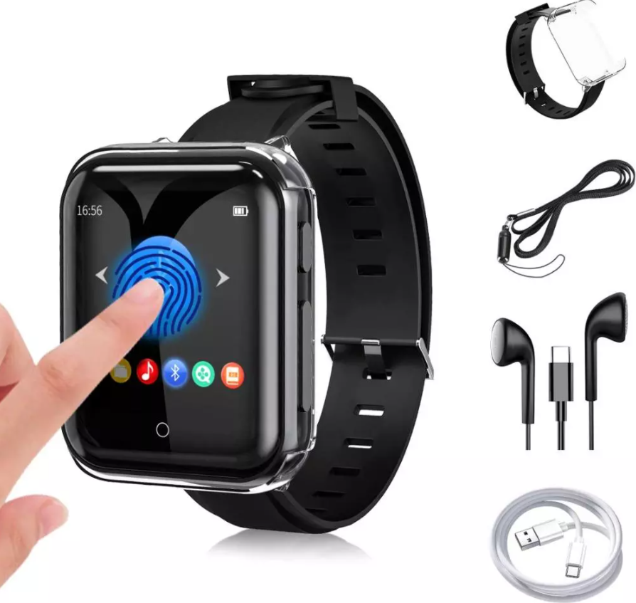 MP3 / MP4 плеєр годинник 16GB Bluetooth + Type-C навушники. Мп3 плеєр з блютуз для спорту, бігу mini DF34 RUIZU