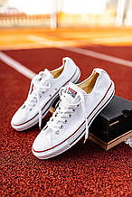 Білі текстильні чоловічі низькі кеди конверси Converse all star конверс унісекс жіночі кеди