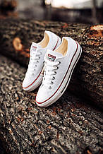 Білі текстильні жіночі низькі кеди конверси Converse All Star конверс чоловічі кеди M7652   конверс