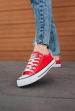 Жіночі текстильні червоні низькі кеди конверси Converse на шнурівці All Star ол стар ал стар конверс, фото 3