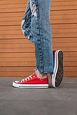 Жіночі текстильні червоні низькі кеди конверси Converse на шнурівці All Star ол стар ал стар конверс, фото 4