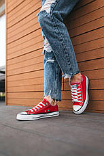 Жіночі текстильні червоні низькі кеди конверси Converse на шнурівці All Star ол стар ал стар конверс, фото 5