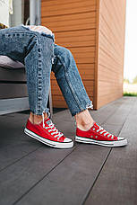 Жіночі текстильні червоні низькі кеди конверси Converse на шнурівці All Star ол стар ал стар конверс, фото 6