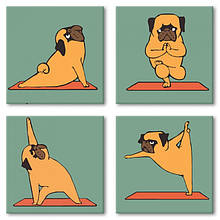 KNP012 Набір для розпису по номерах. Поліптих "Yoga-dog" 4шт 18*18, шт