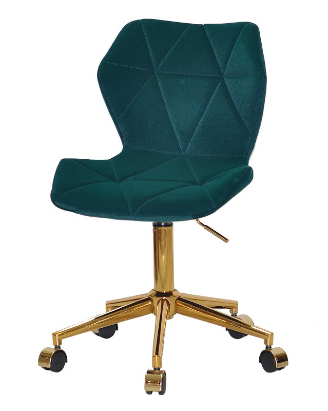 Стілець Torino GD-Modern Office зелений 1003 велюр на золотій хрестовині з коліщатками, фото 1