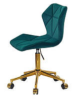 Стілець Torino GD-Modern Office зелений 1003 велюр на золотій хрестовині з коліщатками, фото 3