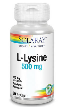 Solaray L-Lysine 500 mg 60 veg caps, фото 1