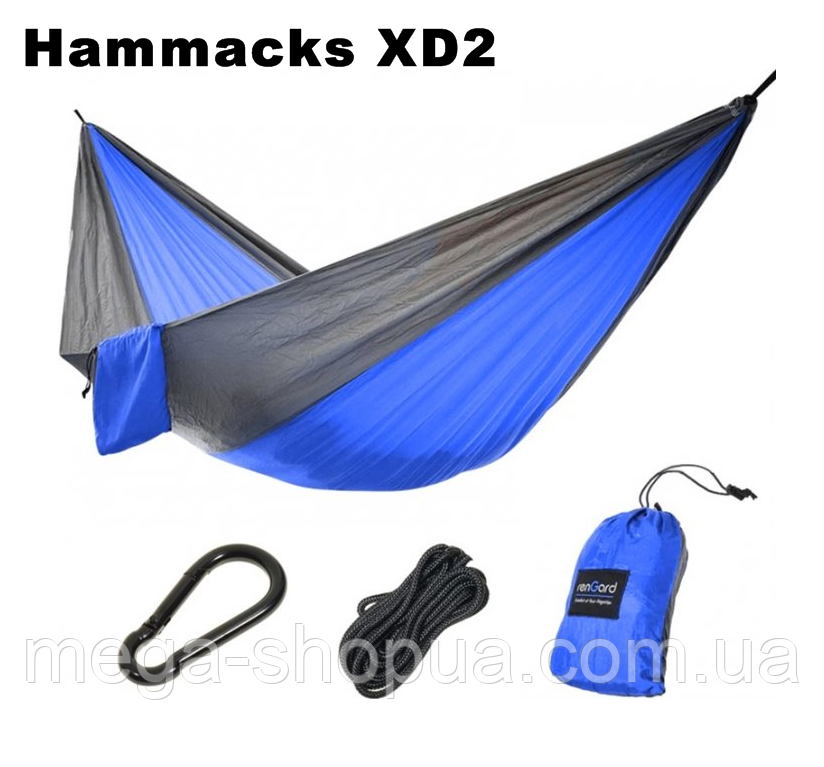 Гамак двомісний парашутний шовк Premium XD2 300*200 см підвісний гамак для відпочинку Синій