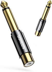 Перехідник UGREEN 6,35 мм - RCA Стерео аудіо штекер TS 2RCA сумісний з мікрофоном, гітарою і тд.