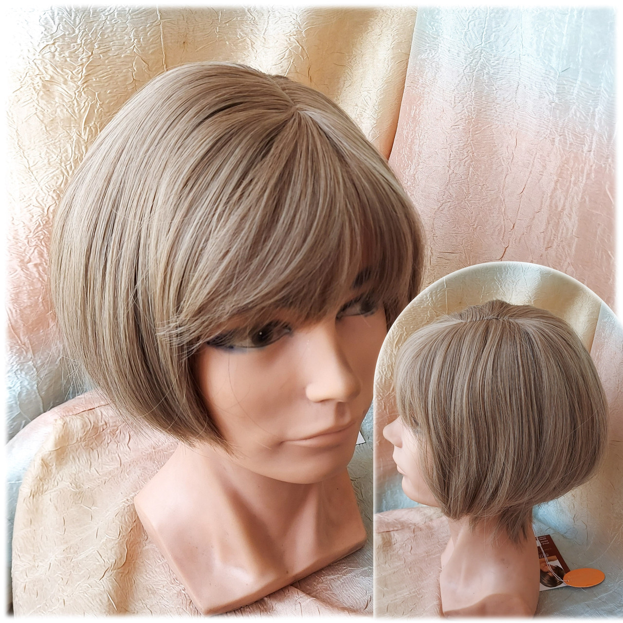 Перука боб-каре з проділом термоволос пісочний JESSY-15, фото 1
