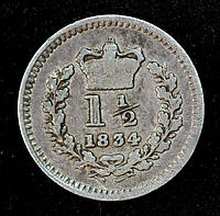 Монета Великобританії 1 1 1/2 пінні 1834 р. Вільгельм IV