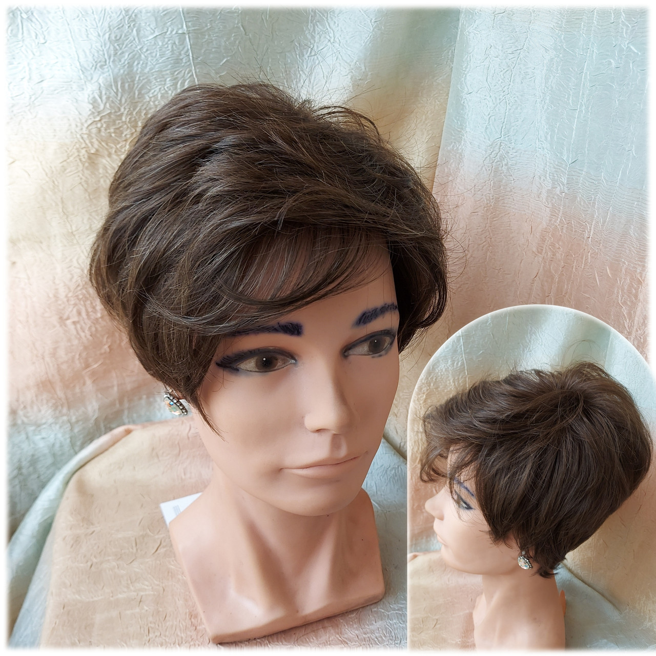 Перука короткий Піксі з термоволокна темно-русявий RG 9758-8, фото 1