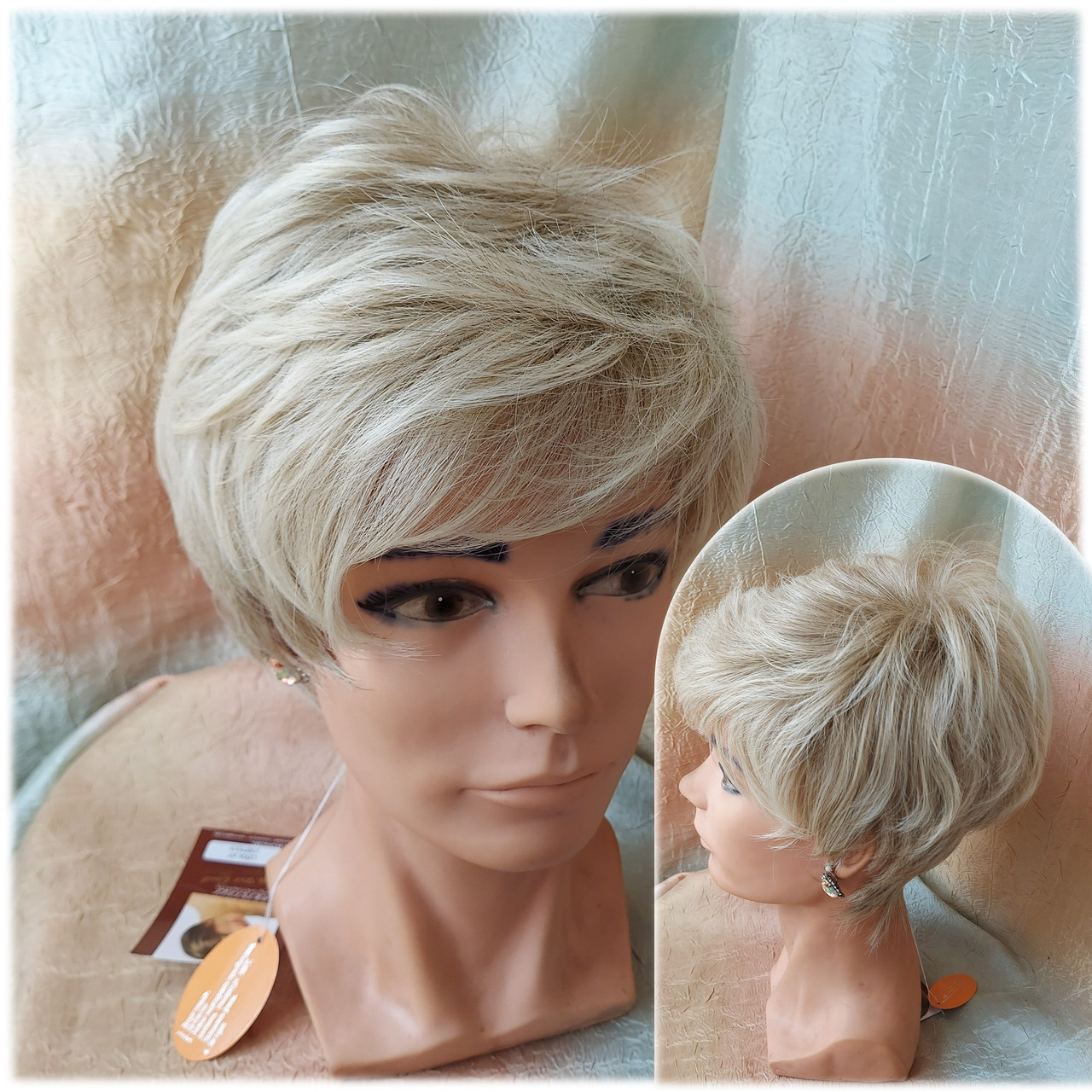 Перука коротка пишний з термоволокна попилясто-платиновий блонд MADREN CW -H16/613, фото 1