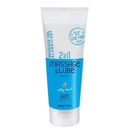 Масажний гель і лубрикант HOT Massage&Glide Gel 2in1 Silky touch, 200 мл, фото 1