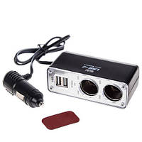 Розгалужувач прикурювача PULSO 2 виходи + 2 USB (1000 mA)/запобігання. (WF-0030) (WF-0030)