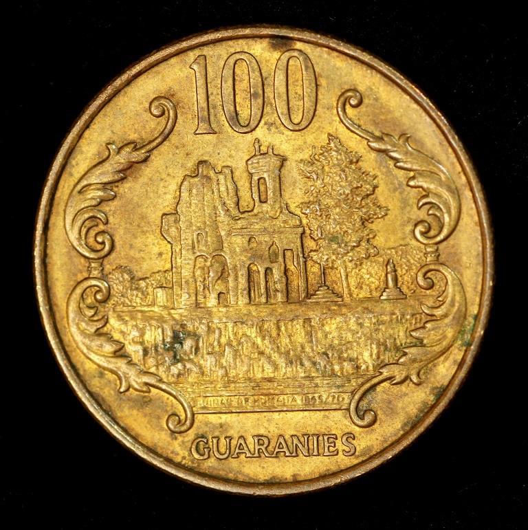 Монета Парагвая 100 гуарані 1996 р. Руїни міцності Уманіта
