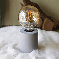Настільна лампа нічник "Тесла" сірий бетон h10см (комплект світильник та лампа) Гранд Презент 1009768