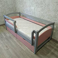 Односпальная кровать "Тахта" - Милана розово-серая, массив ольхи