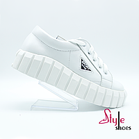 Женские сникерсы белые на платформе Style Shoes