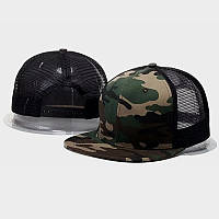 Кепка с прямым козырьком Snapback реперка летняя - снепбек Сеточка Цвет Хаки