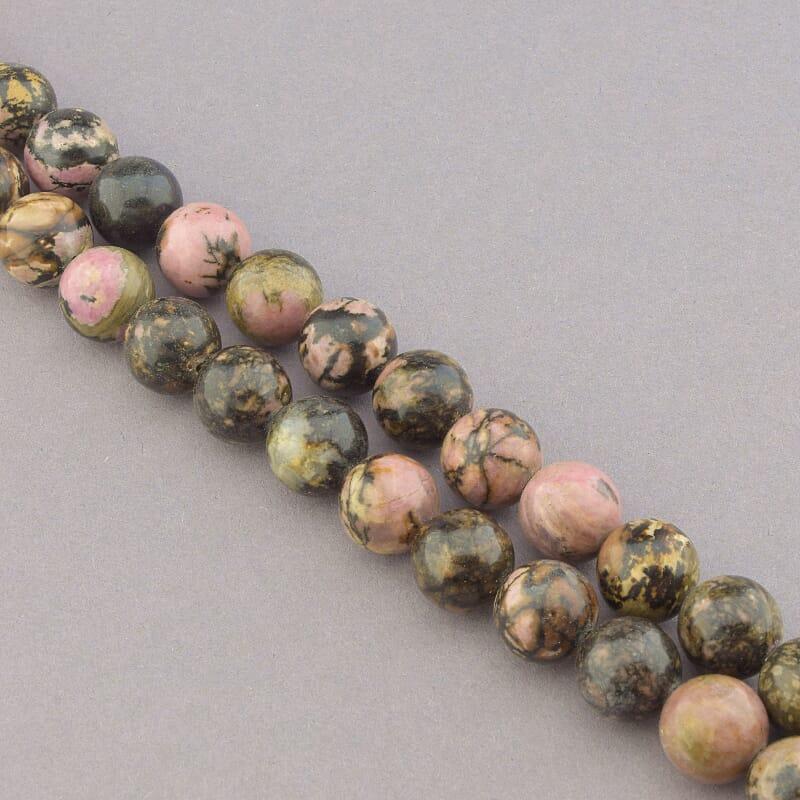 Заготівля для бус і браслетів Нитка из натурального камня з натурального каменю Родоніт 39 см 12 мм, фото 1