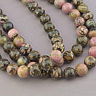 Заготівля для бус і браслетів Нитка из натурального камня з натурального каменю Родоніт 39 см 12 мм, фото 2