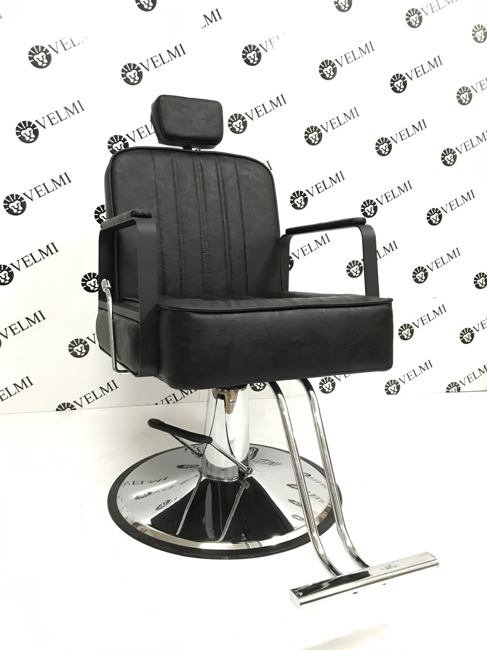 Крісло перукарське для barbershop Bronx Barber, екошкіра Чорне (VelmiTM)