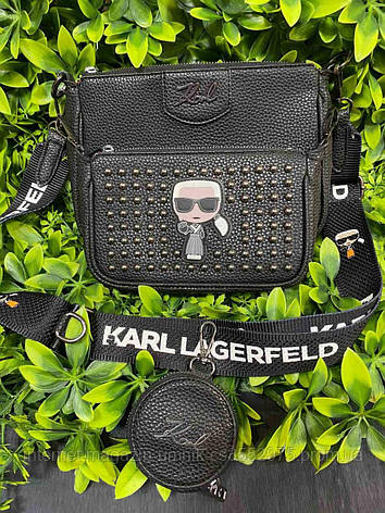 Жіноча сумка Karl Lagerfeld, 3 в 1, тканинної ремінь, 19*12/16*23 см, 931115, фото 2